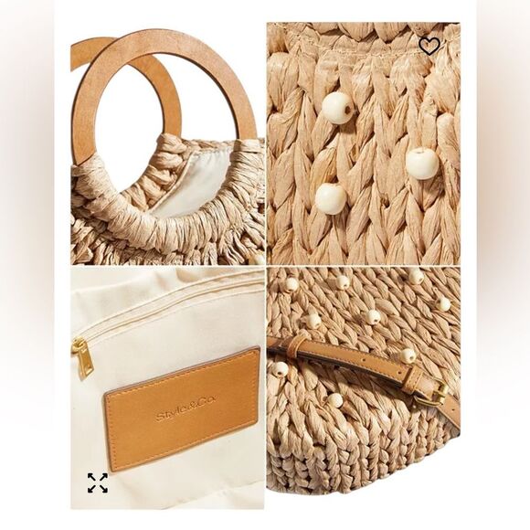 NWT Style & Co Cream Woven Handbag with Multicolor Accents - Picture 11 of 13